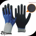 SRSAFETY 13G Knitted Blue double safety nitrile glove /safety working gloves with china supplier